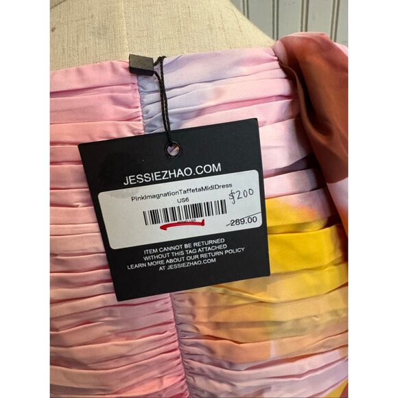 NWT Jessie Zhao Pink Imagination Taffeta Midi Dress size 6 MSRP$289 - Picture 5 of 6